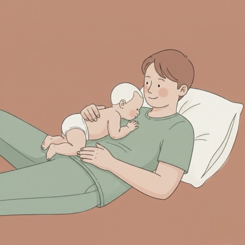 Parent doing chest-to-chest tummy time with newborn